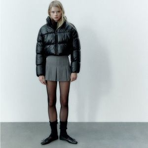 ZARA FAUX LEATHER PUFFER JACKET